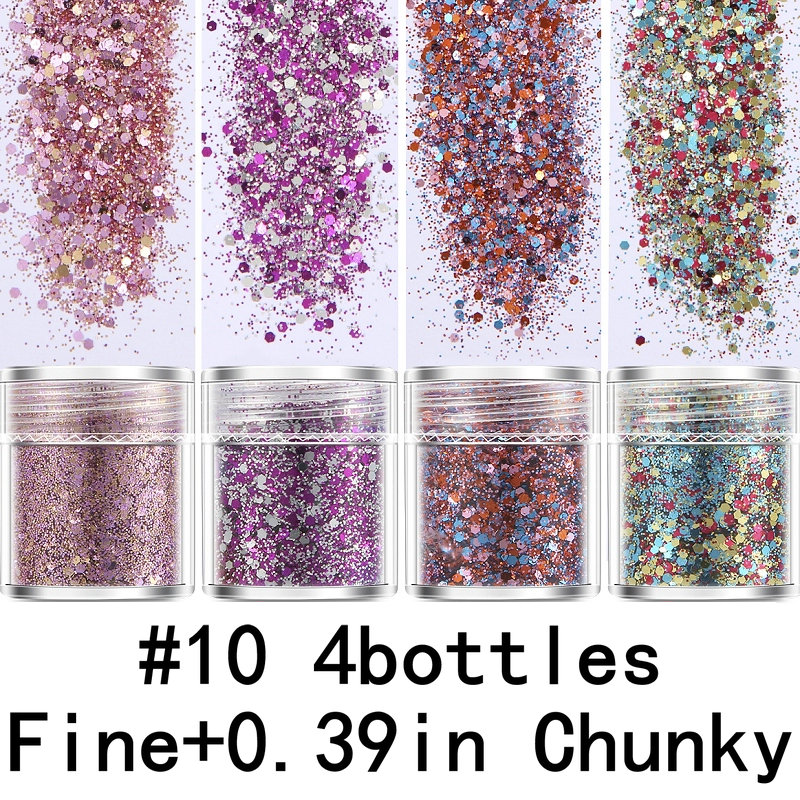 Anezus 24Pcs Chunky Glitter and Fine Glitter, Total 310g Craft Glitter for  Tumblers Nail Slime Epoxy