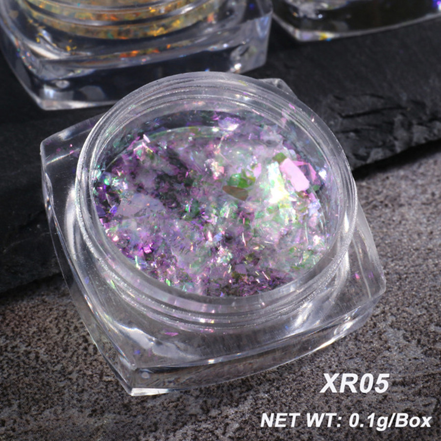 Holographic Glitter Laser Sequins Flakes Nail Dust Powder Glitters  Snowflower Maple Leaf Pail…