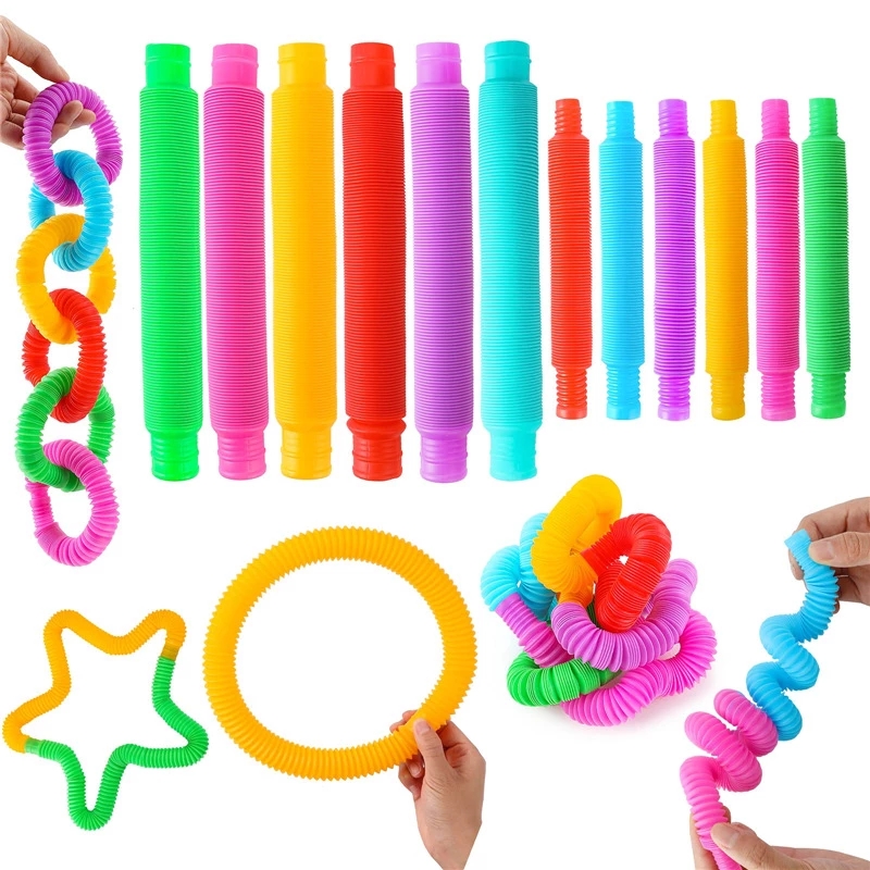 Pop Tubes Sensory Toys 24Pcs Tubos Alivio Del Estrés Y La Ansiedad Fidget  Pipe Tubos Sensoriales Educativos Set Para Niños Regalo Muyoka Hogar
