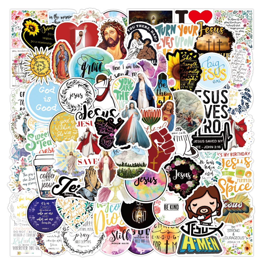  ROTY 100 Pcs Jesus Stickers Aesthetic Christian Stickers,  Religious Cross Faith Waterproof Vinyl Gifts for Phone, Water Bottle,  Luggage, Laptop, Adults Teens Kids Boys Girls : Electronics