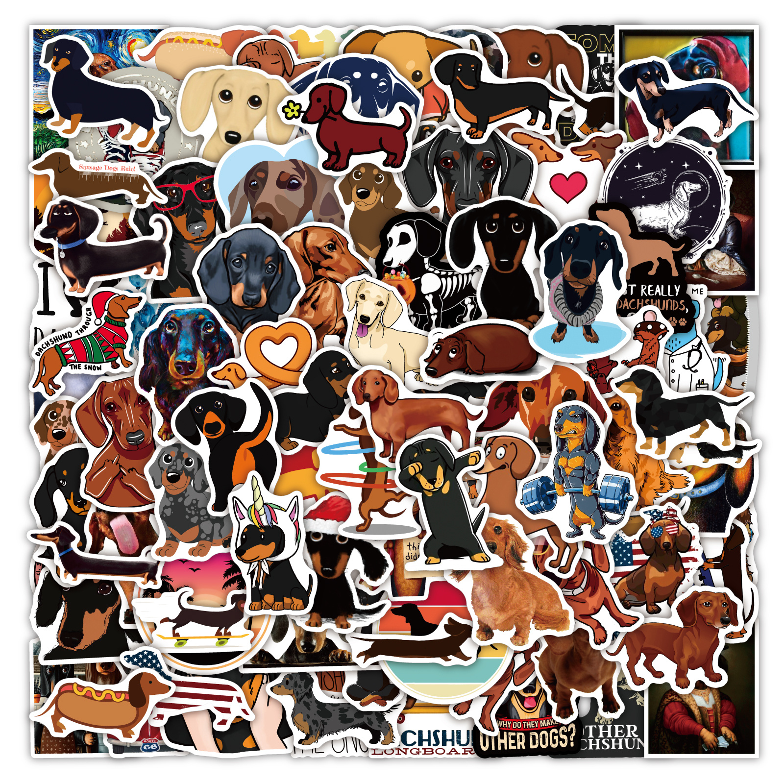 Dachshund Dog Cartoon Sticker Decals: Cute and Waterproof for Kids