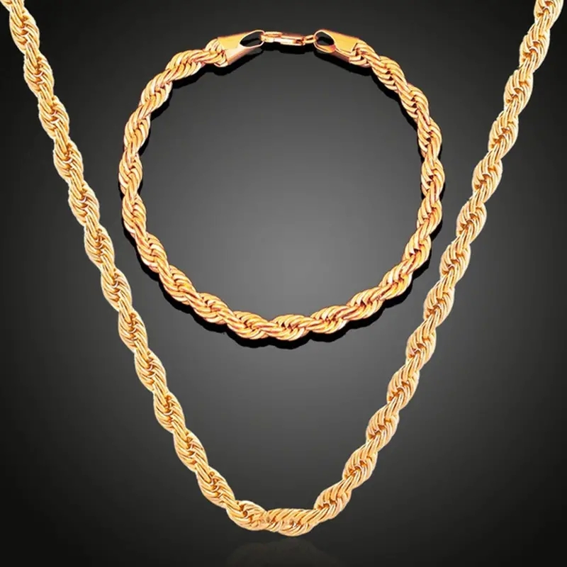 Golden Twist Rope Necklace For