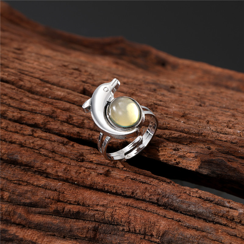 Bohemia Vintage Heart Moonstone Ring Temperature Color - Temu