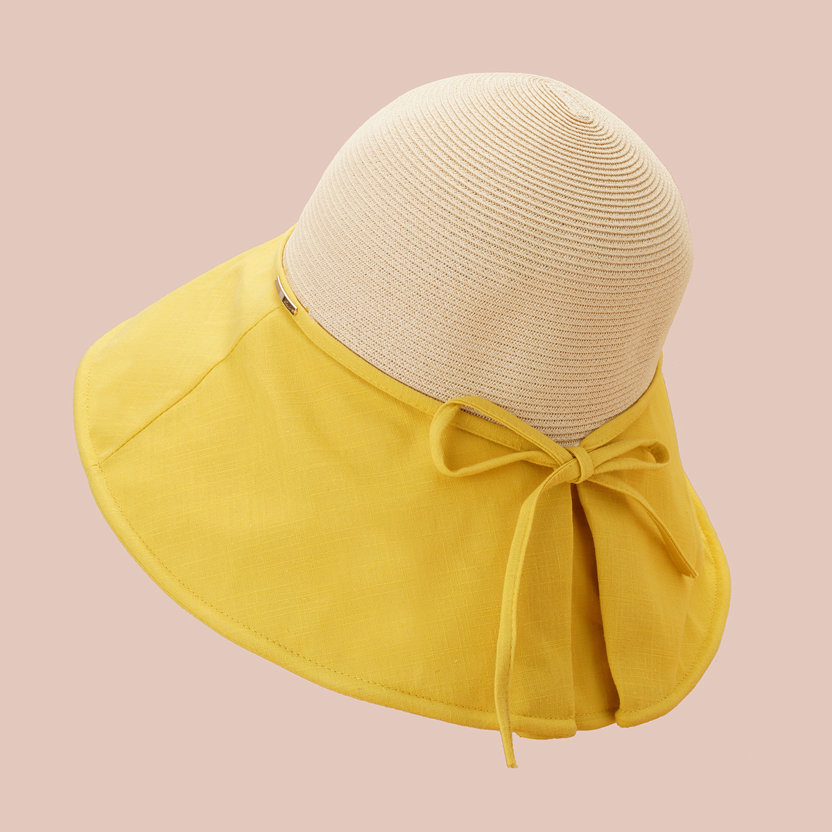 Bow Color Block Bucket Hat Classic Sun Hat Elegant Style Spring Summer  Travel Beach Hat For Women