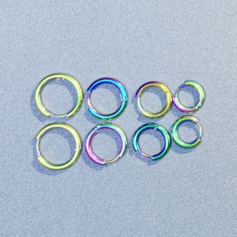 Titanium Steel Earrings Ear Studs Set, 4 Pairs for All Sizes