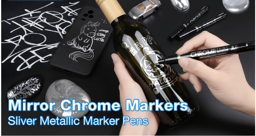 Liquid Mirror Chrome Marker Set: 5pcs Sliver Permanent Art Liquid Chrome  Paint Pen, Watercolor Reflective Mirror Chrome Metallic Markers for Model