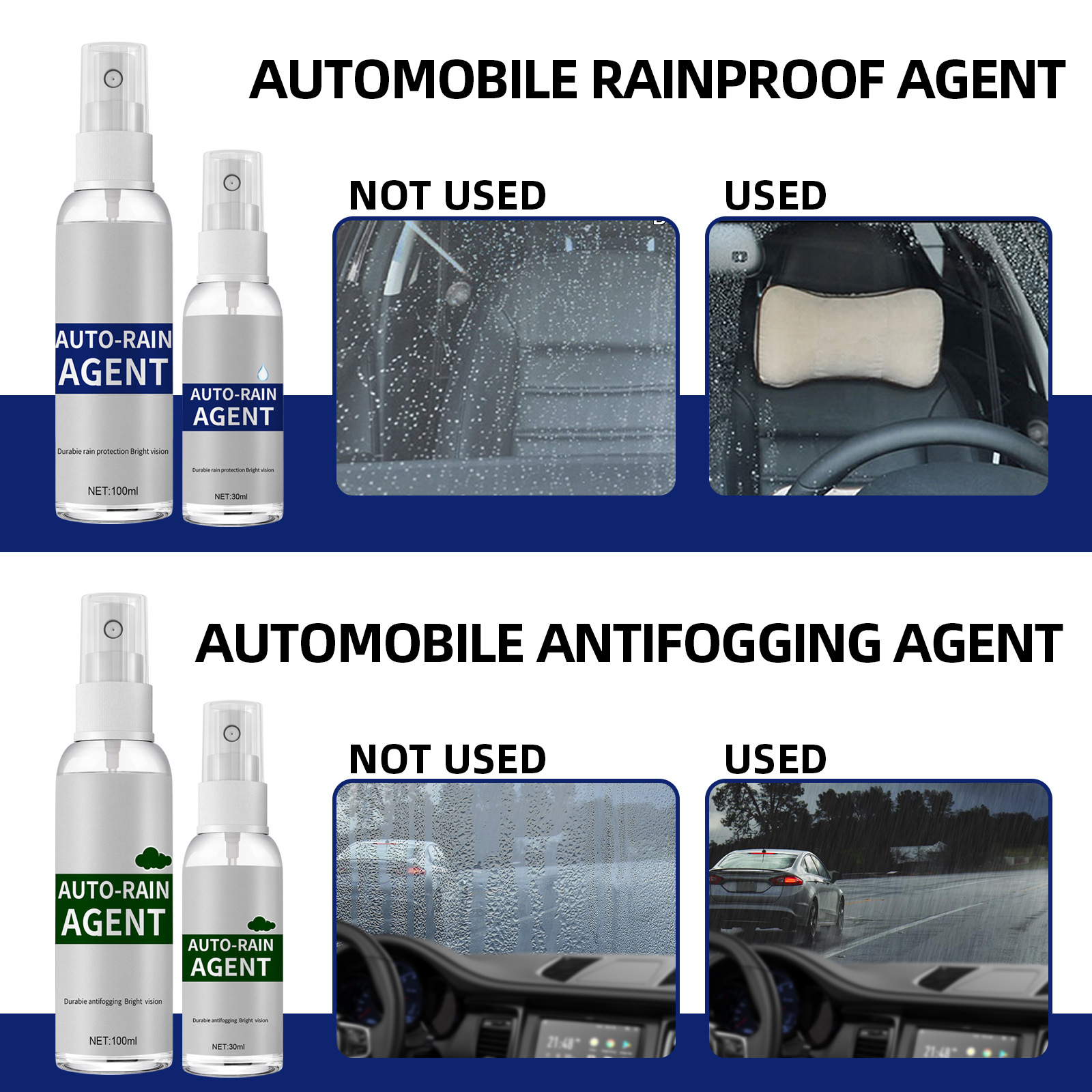 Auto Glass Film Coating Agent Waterproof Rainproof Spray Anti-fog,  Windshield Glass Window Car Agent Anti-fog Rainproof Coat