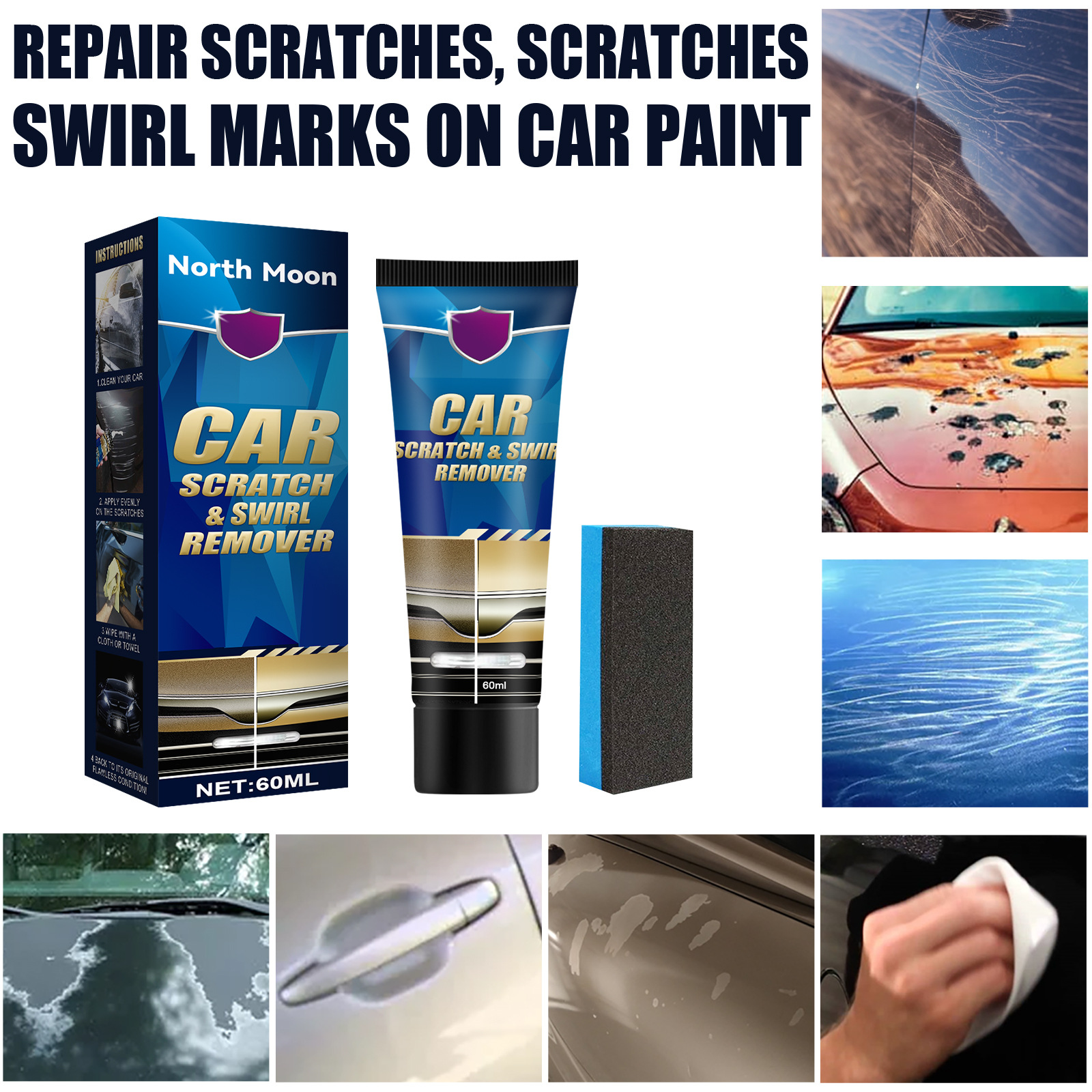 Car Scratch And Swirl Remover, Repair Polishing Scratch Removal Wax