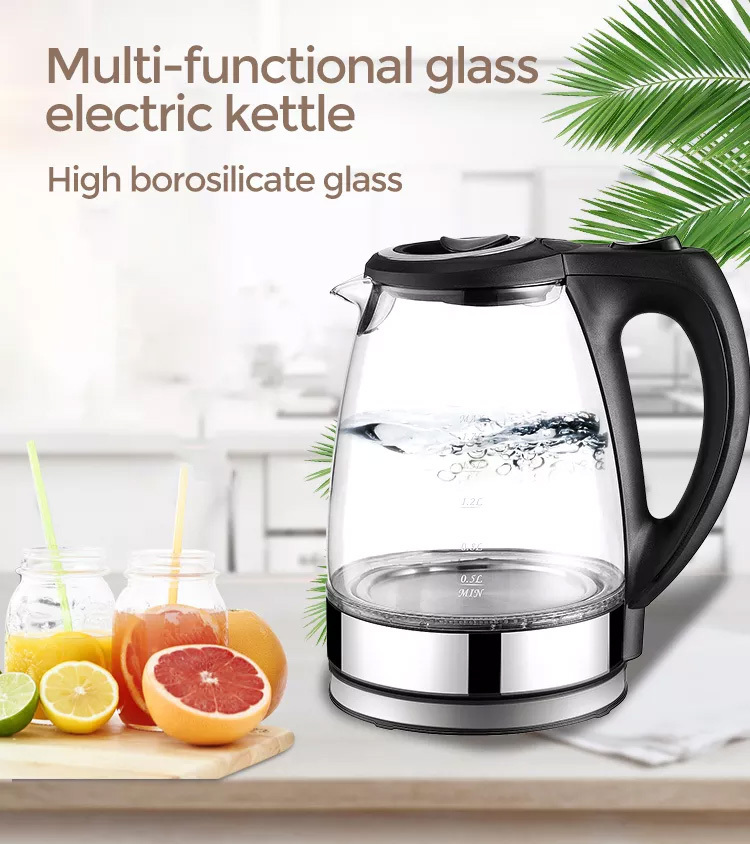 High Borosilicate Glass Kettle transparent blue light boiling