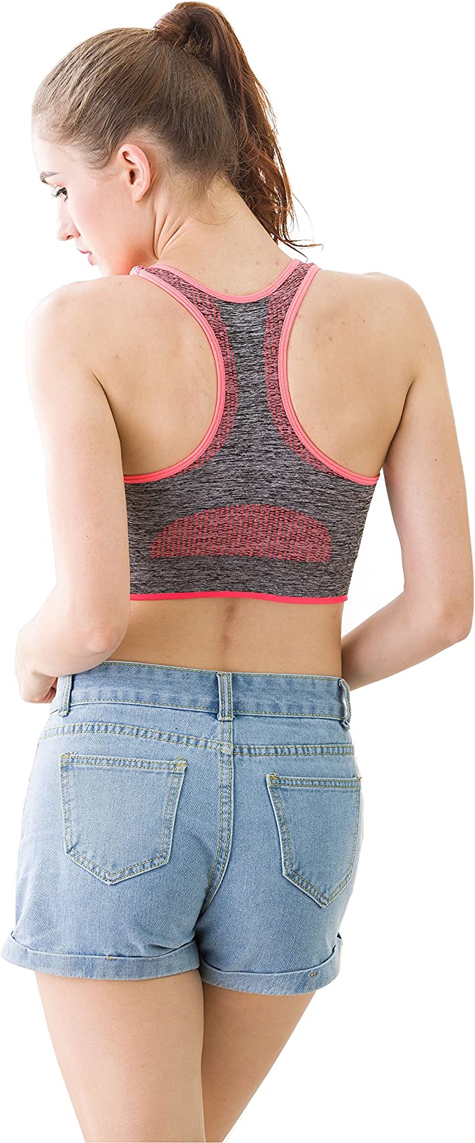 Qcmgmg Sports Bra Push Up Racerback No Wire Bras for Women Comfort Bra T  Shirt Bras for Women No Underwire Hot Pink XL 