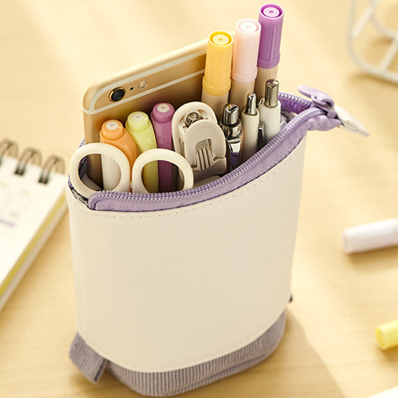 Pencil Telescopic Holder Stationery Case Pu Corduroy Pen Temu