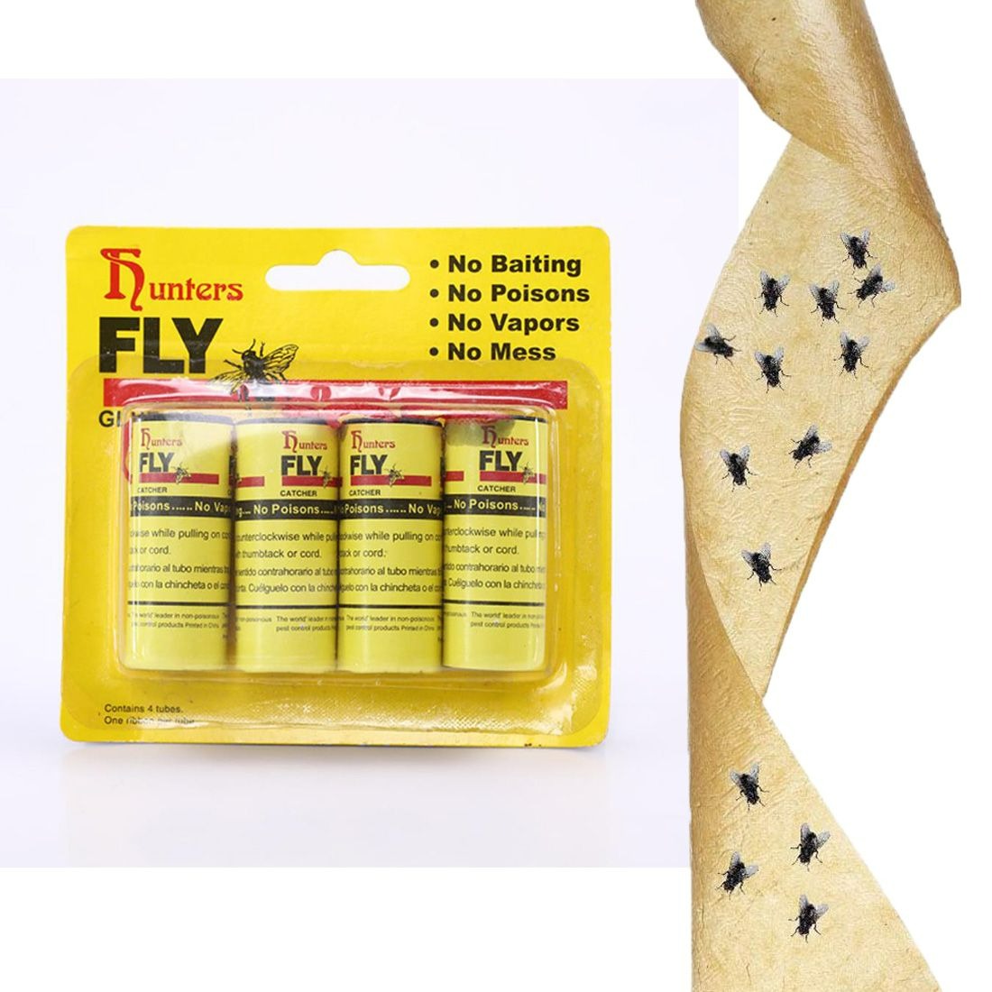 NOGIS 16 Pcs Fly Strips Indoor Sticky Hanging with Pins. Fly Trap