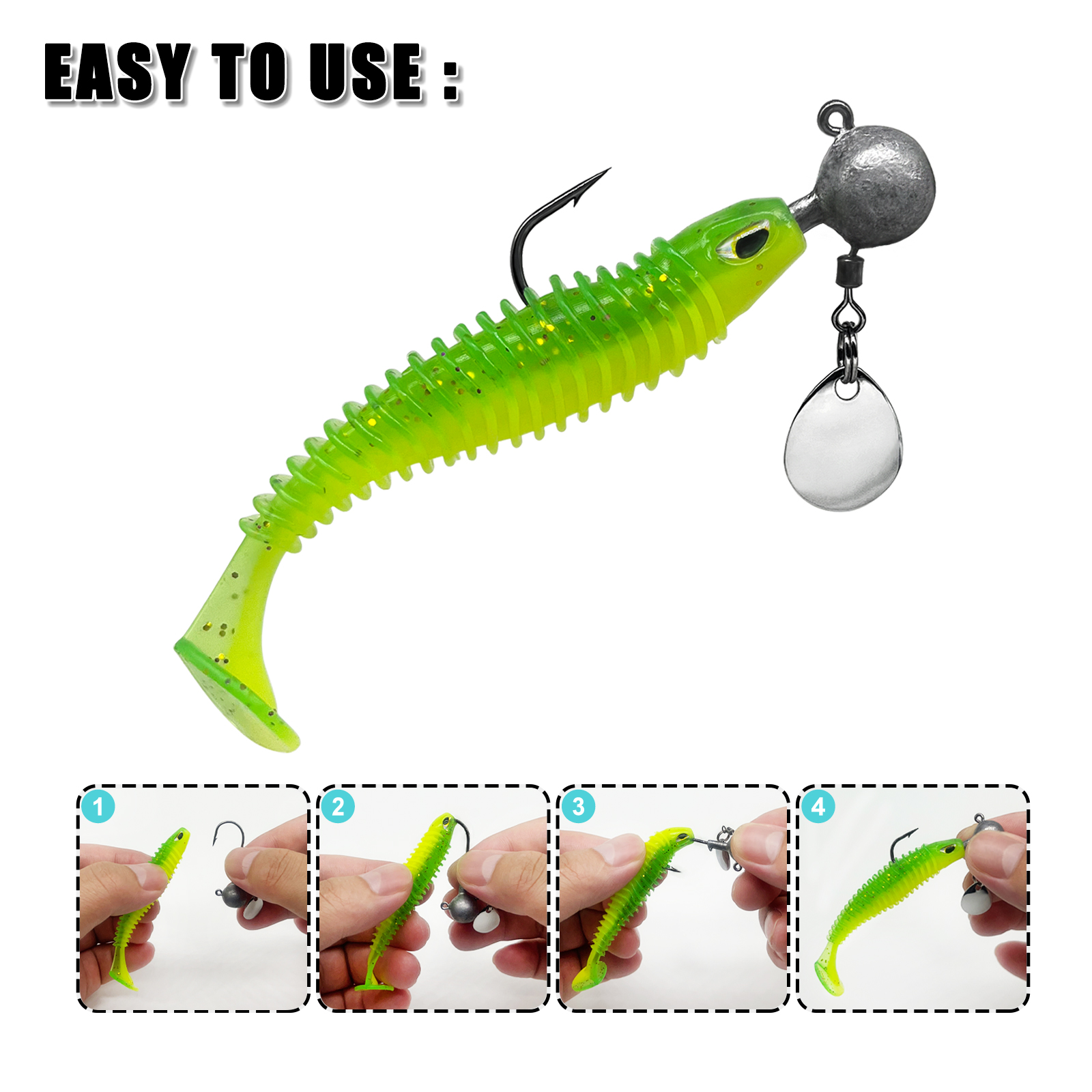 Spinpoler Soft Fishing Lures Jig Head Hook Kit Crappie Soft Plastic Bait  Shad 5g 7g Round Lead Jig Head Hook Bass Trout Bluegill