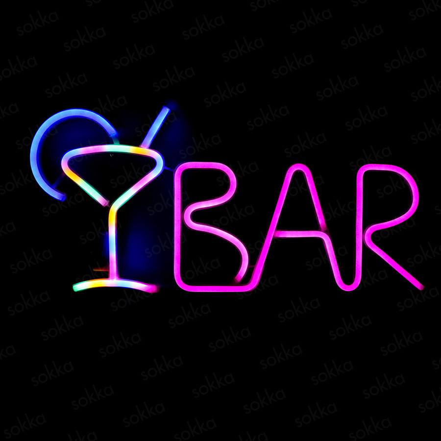 LED-Barschild, Neonlicht, USB-betrieben, grünes Cocktailglas und pinke Bar,  beleuchtet Buchstaben, Werbetafel, elektrisches Display, Schild für  Geschäft, Wandkunst, Männerhöhle, Lair (BARGP) : : Beleuchtung