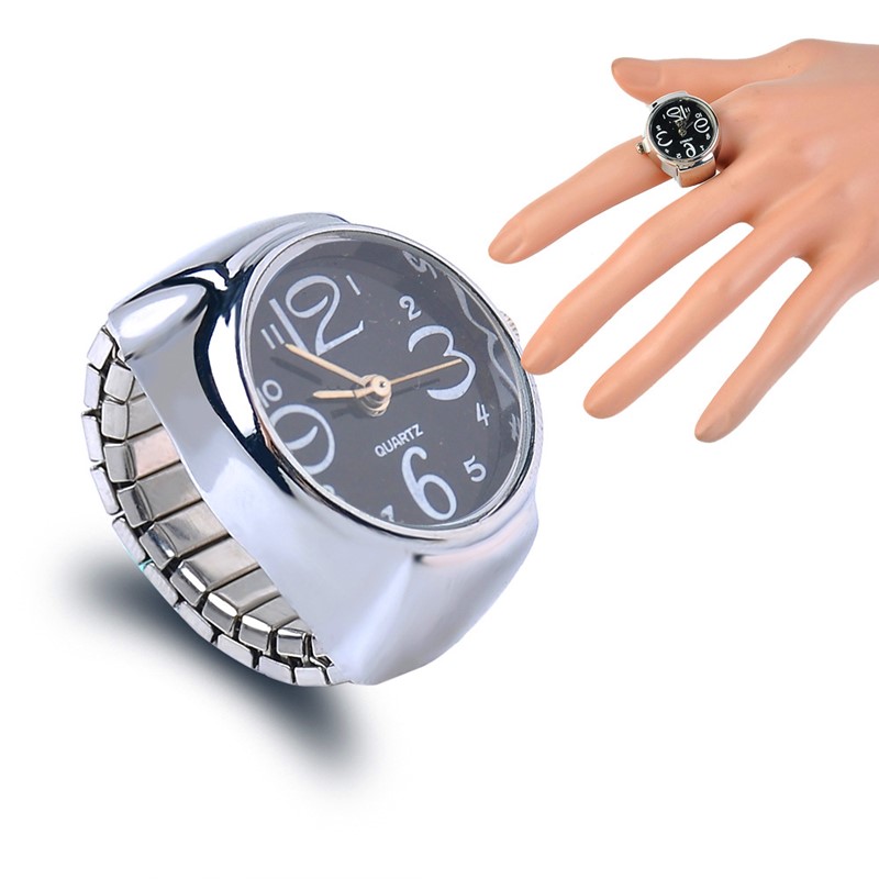 1pc   fashion women mens finger ring watch quartz movement adjustable stainless   fashion jewelry ring elastic band details 1