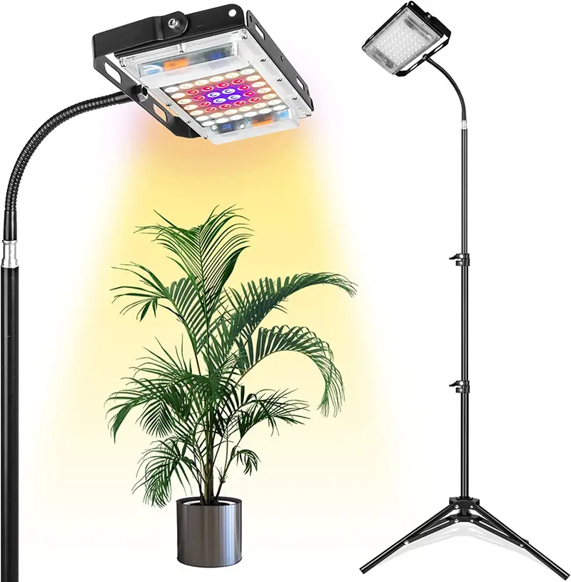 grow light with stand full spectrum 150w led floor plant light for indoor plants grow lamp with on off switch adjustable tripod stand 15 48 inches gift for birthday valentines easter boy girlfriends details 0