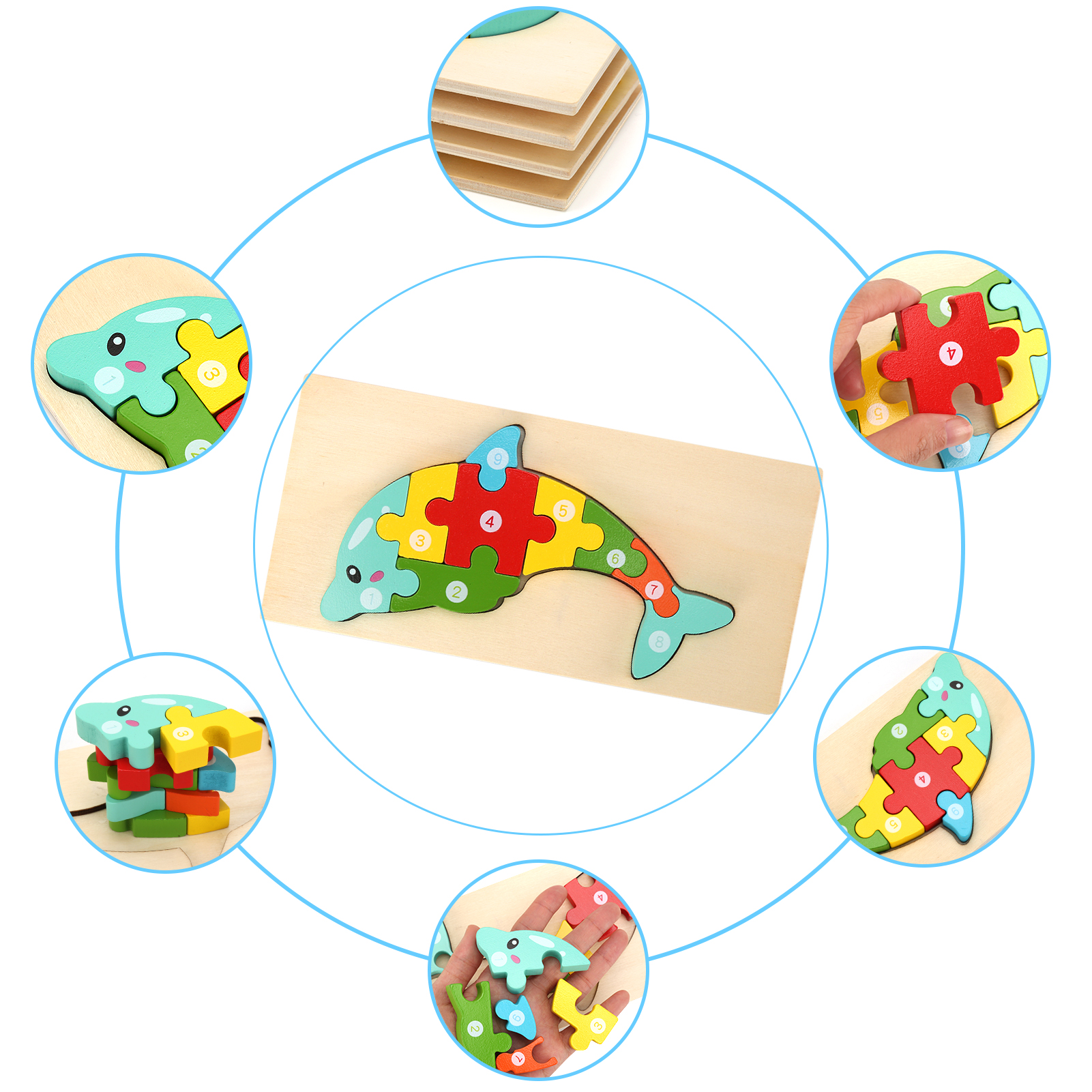 Wooden Montessori Puzzles Toys Toddlers Animal Shape Wood Temu