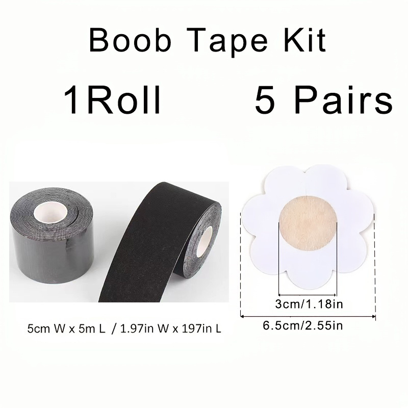 Boob Tape Invisible Chest Patch for Women Push Up Breast Adhesive Intimates  Accessories Woman Nipple Cover Roll Breast Color: color S, Size: As Shown