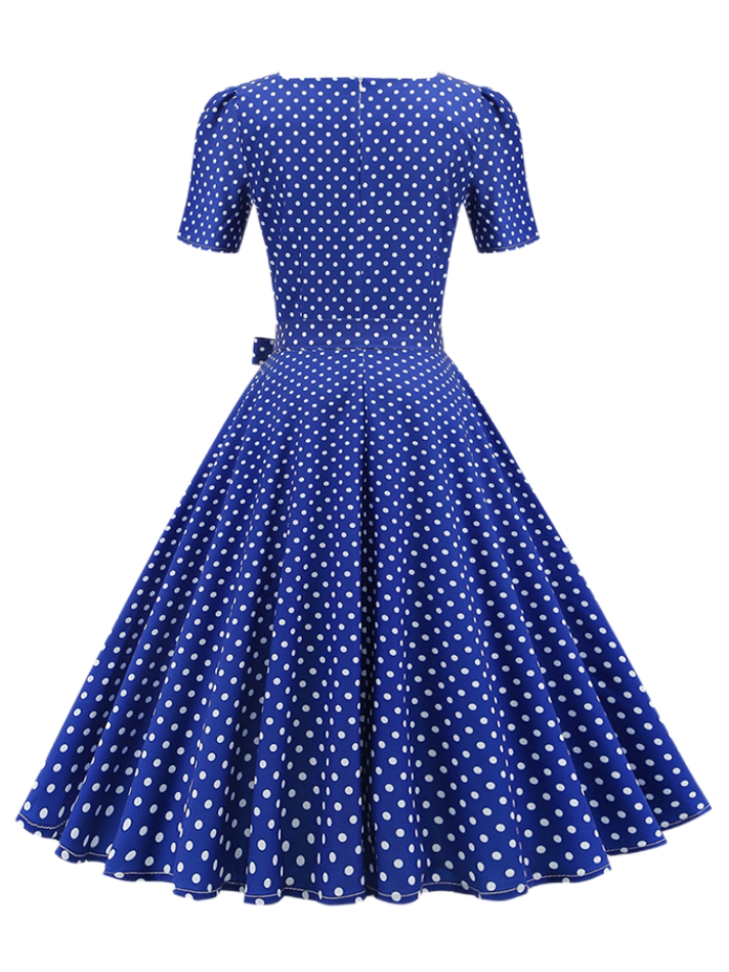 Polka Dot Bow Front Dress Vintage Elegant Square Neck Short - Temu