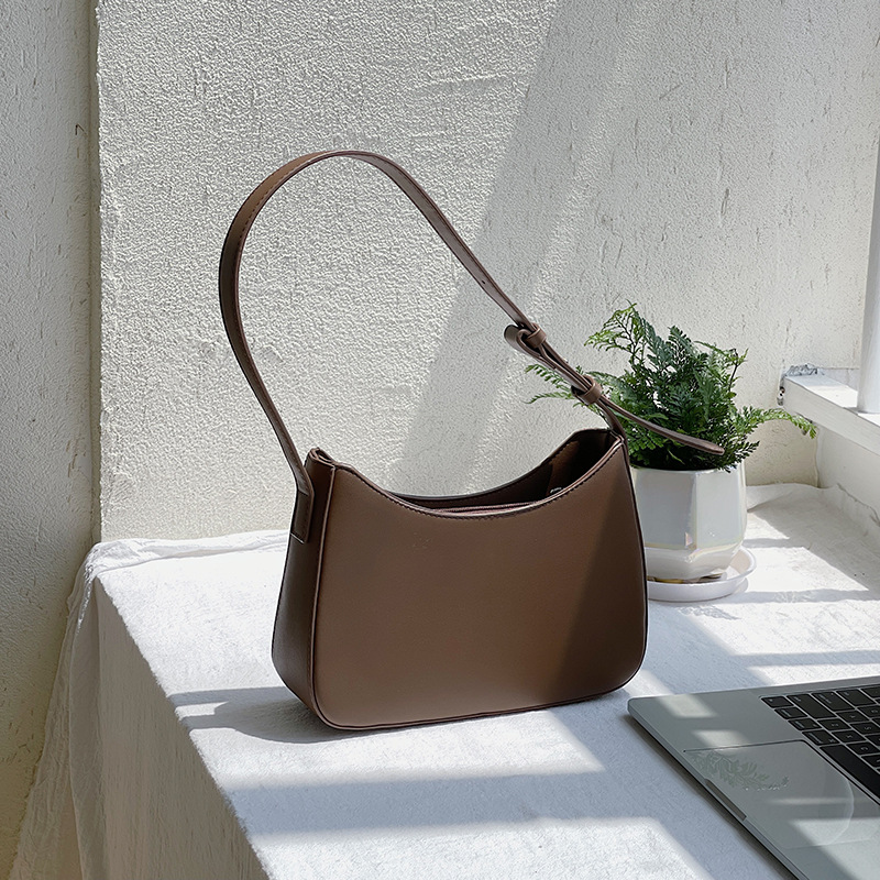 Minimalist Baguette Bag, Solid Color Underarm Bag, Women's Small PU Leather Handbag, Tote Bag,Temu