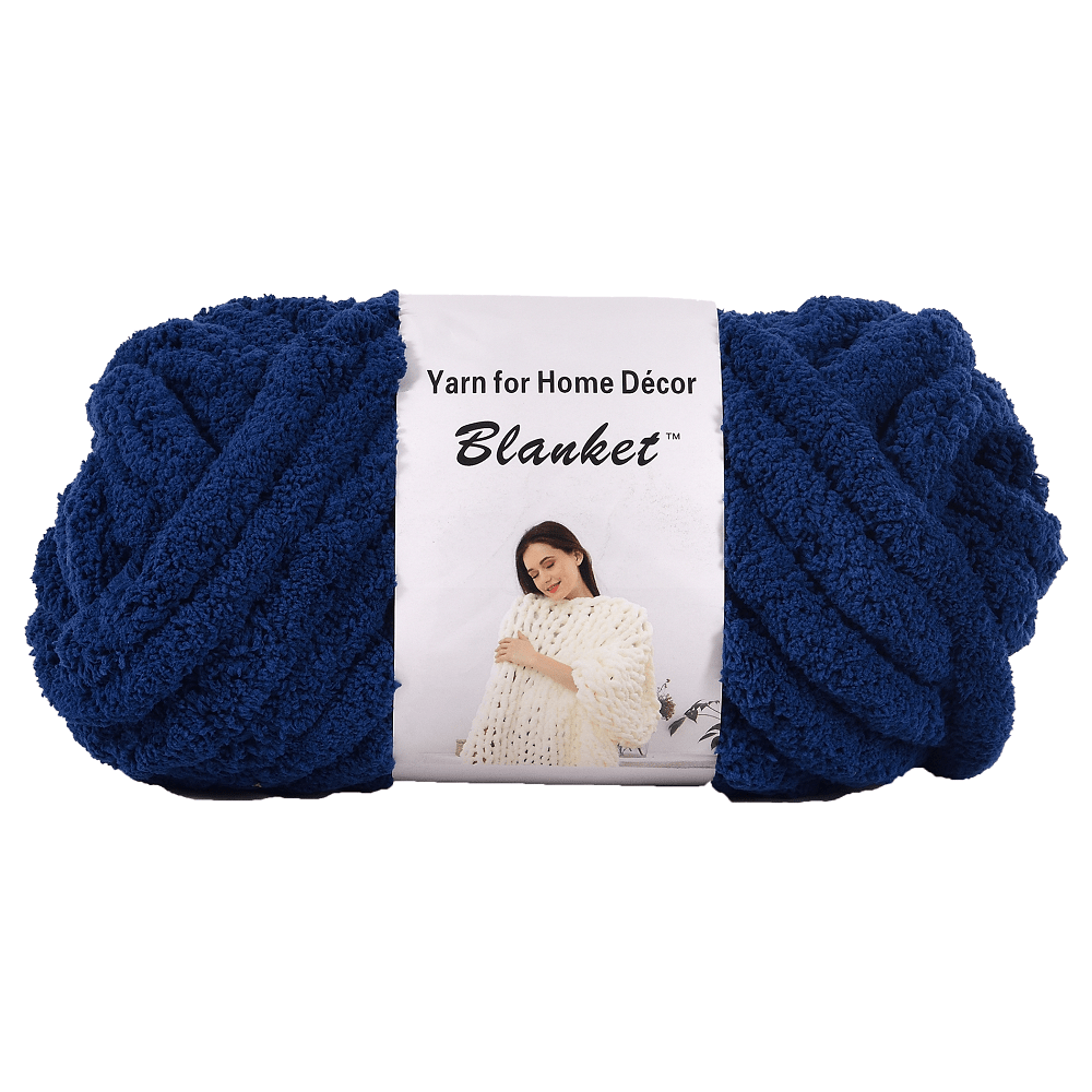 Navy Blue Chunky Knit Yarn,Chenille Velvet Yarn,100% Polyester Chunky  Chenille Yarn,Arm Knit,Hand Knitting,Giant Bulky Knit,DIY Knit  Yarn,100g/0.22lb