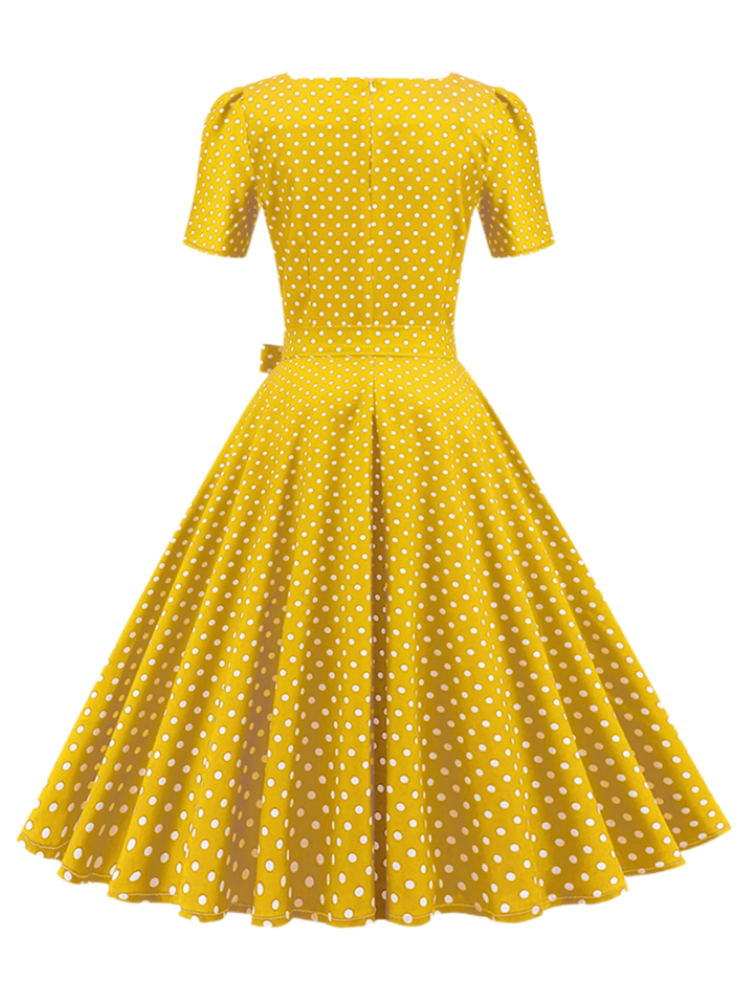 Polka Dot Bow Front Dress Vintage Elegant Square Neck Short - Temu