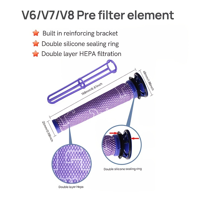 7 Pack Filter Replacements For Dyson Absolute Animal Motorhead V8 V8 V7