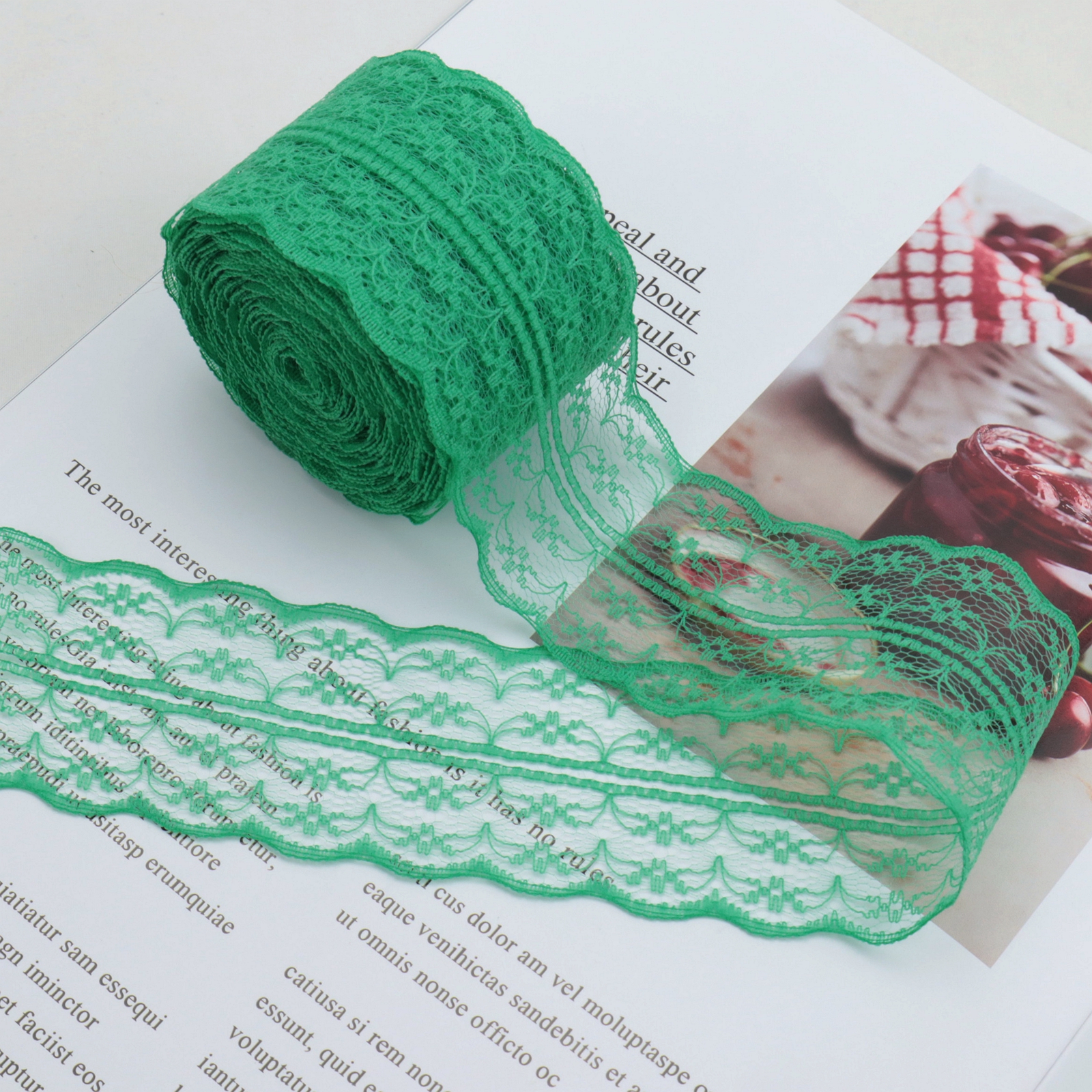  Light Green Lace Trim Ribbons, 10 Yards Assorted