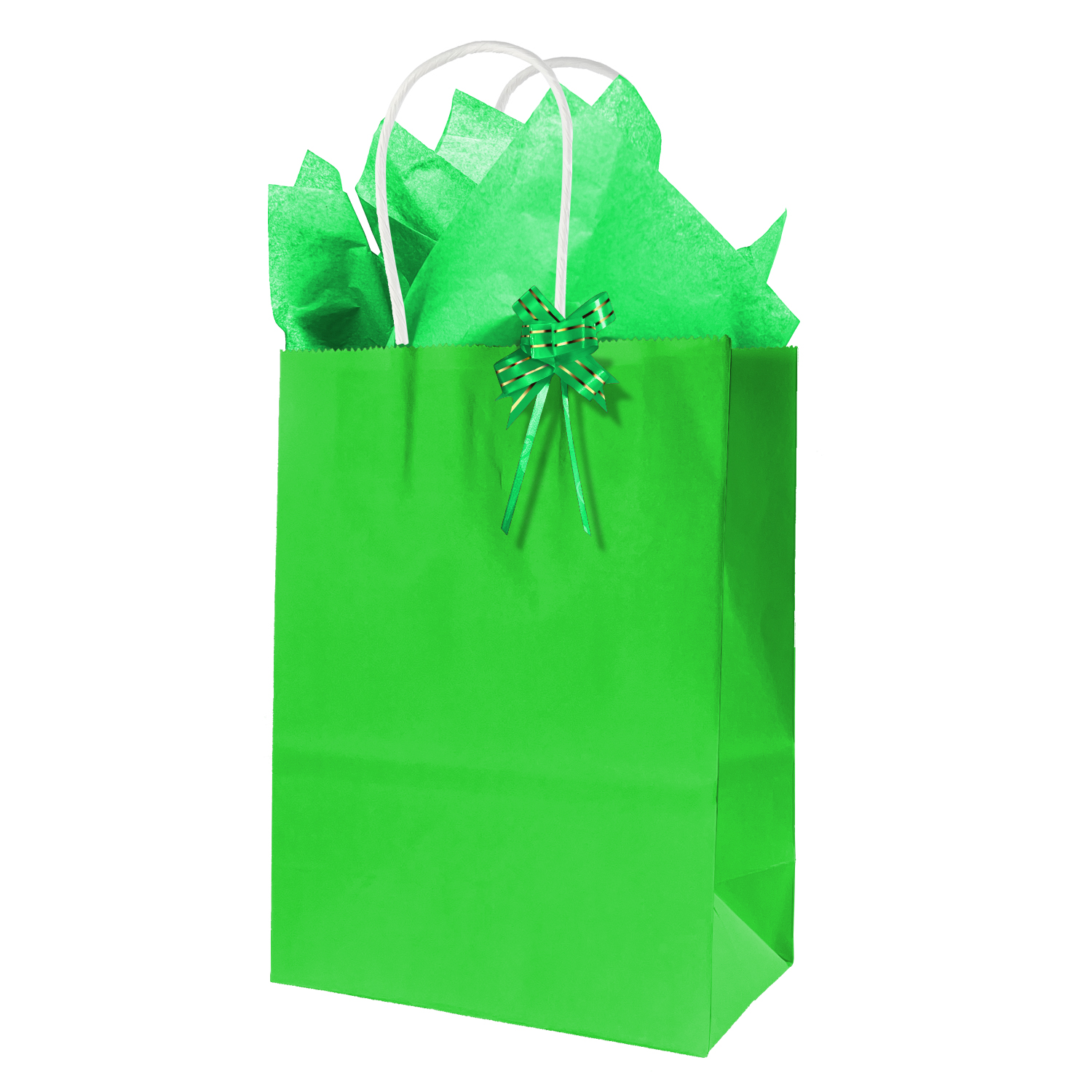 24 bolsas de regalo de papel Kraft de colores a granel de tamaño pequeño,  8.66 x 4.3 x 10.6 pulgadas con 24 toallas de papel a juego y 24 lazos de cin