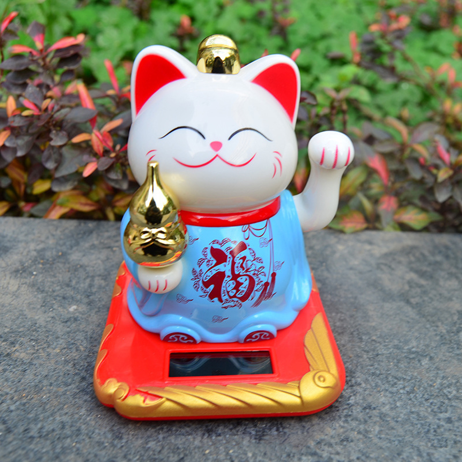 7.5inch Ceramic Beckoning Cat Maneki Neko Ornament Feng Shui Decoration  Swing Lucky Cat