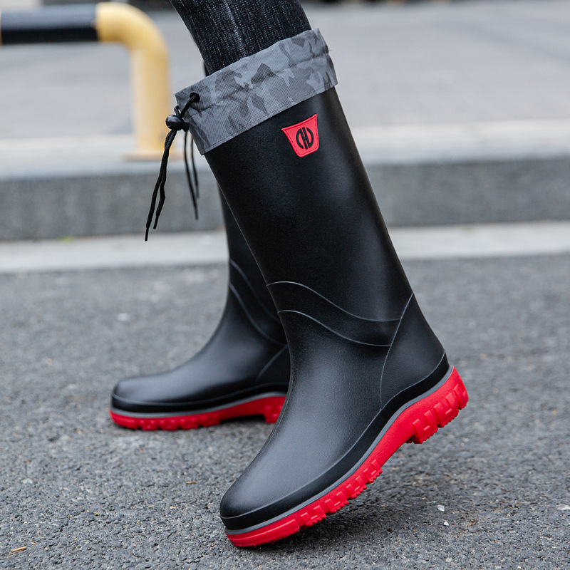 Men Rain Boots Wear Resistant Waterproof Non Slip Knee High Rain