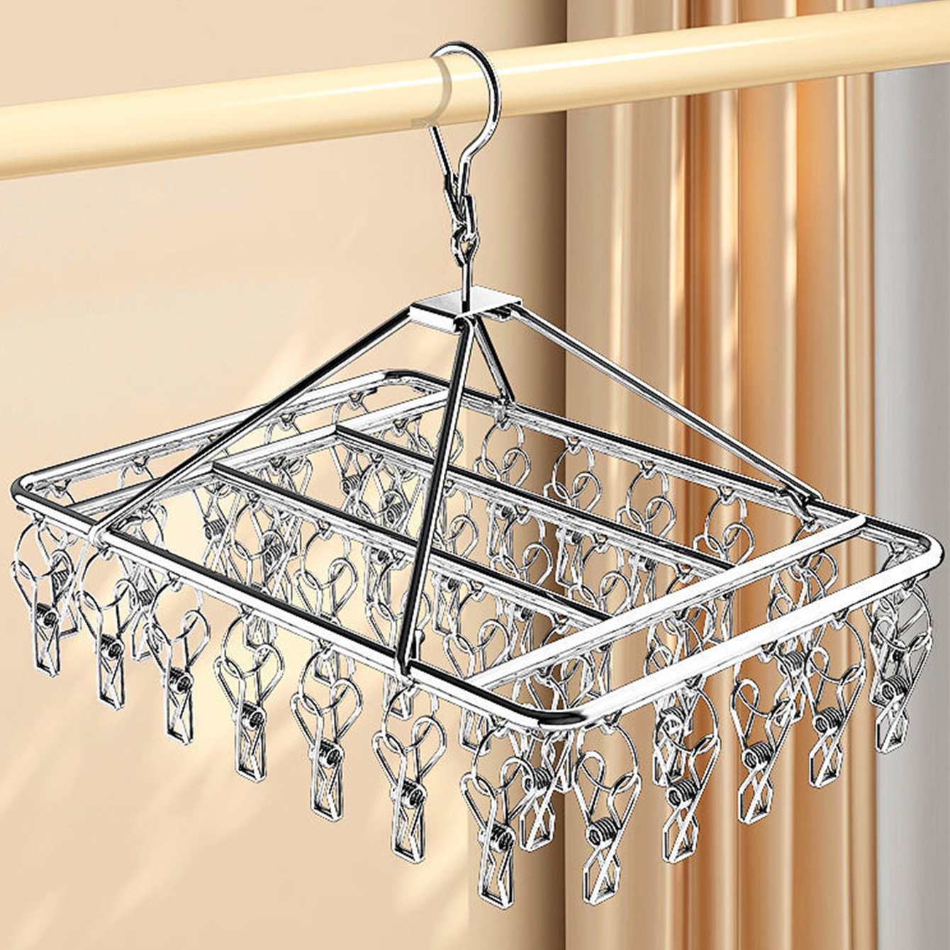 Sock Drying Racks with 30pcs Laundry Pegs Laundry Drip Hanger Laundry  Clothesline Hanging Rack Metal Clothespins Rectangle For Drying Baby  Clothes, Towels, Underwear, Lingerie, Delicate Bras : : Home &  Kitchen