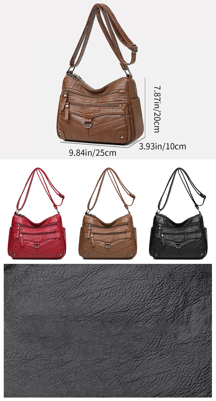 Studded Decor Shoulder Bag, Fashion Multi Zipper Purse, Women's