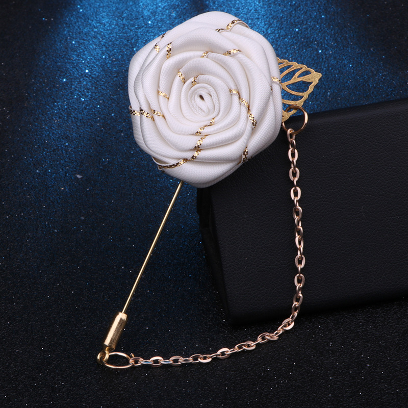 Wedding Brooches Fabric Rose Flower Brooch Pins Crystal Tassel Chain Badge  Suit Corsage Party Wedding Jewelry for Men Accessories Brooch Pin 