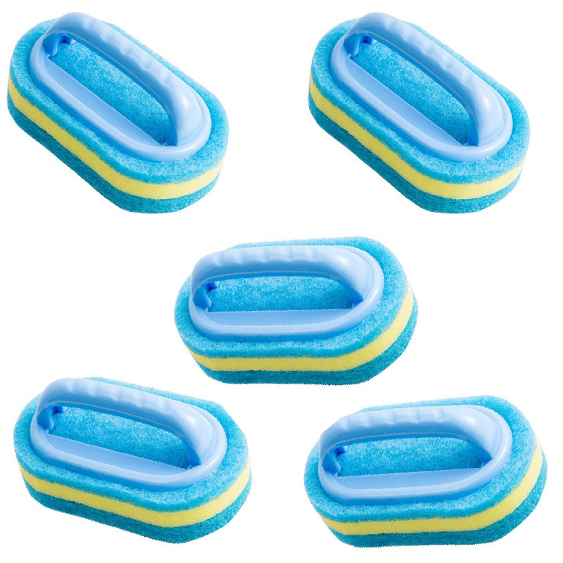 1pc Three-layer Household Cleaning With Handle Sponge Brush