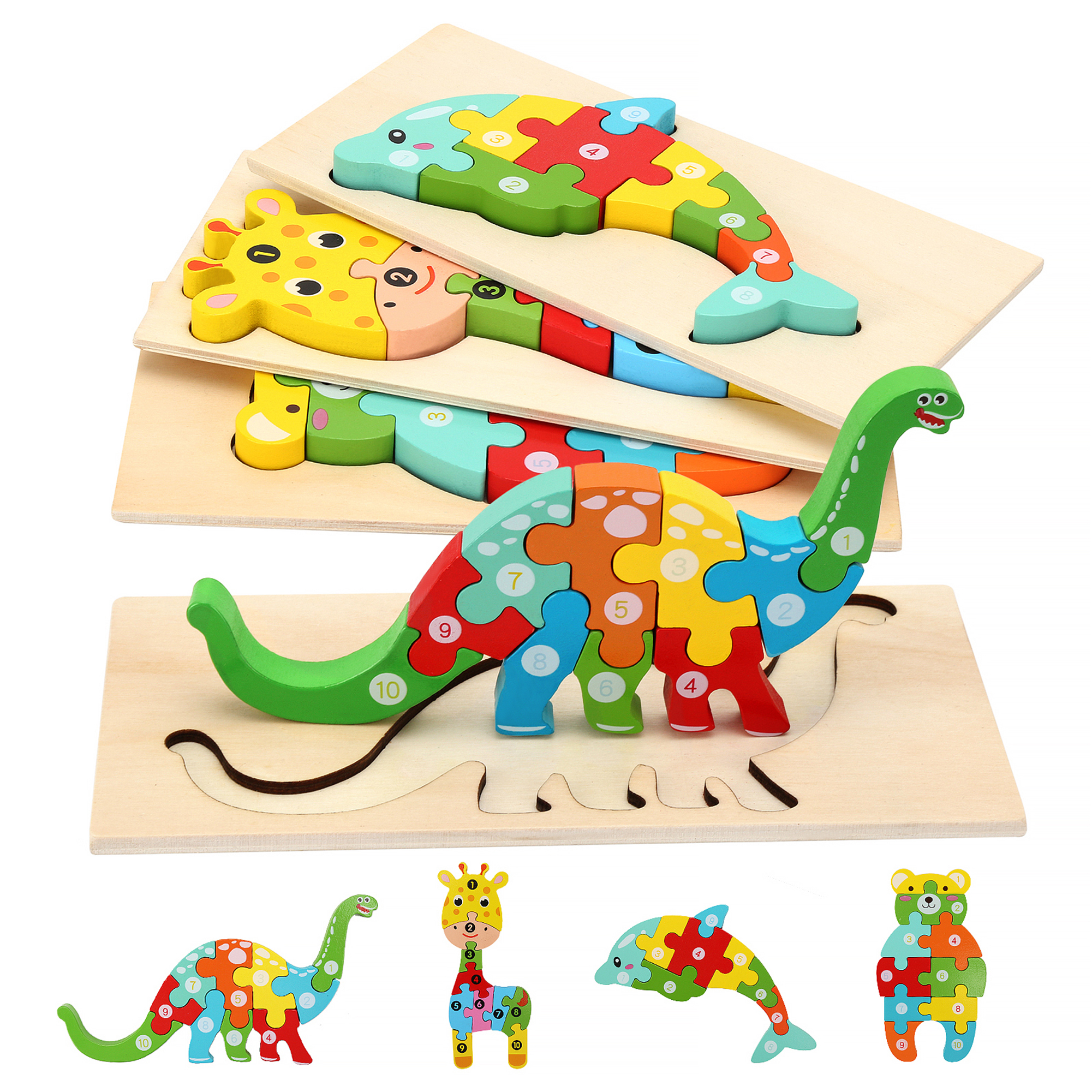 Puzzles en bois Montessori Jouets pour les tout-petits, Puzzles en