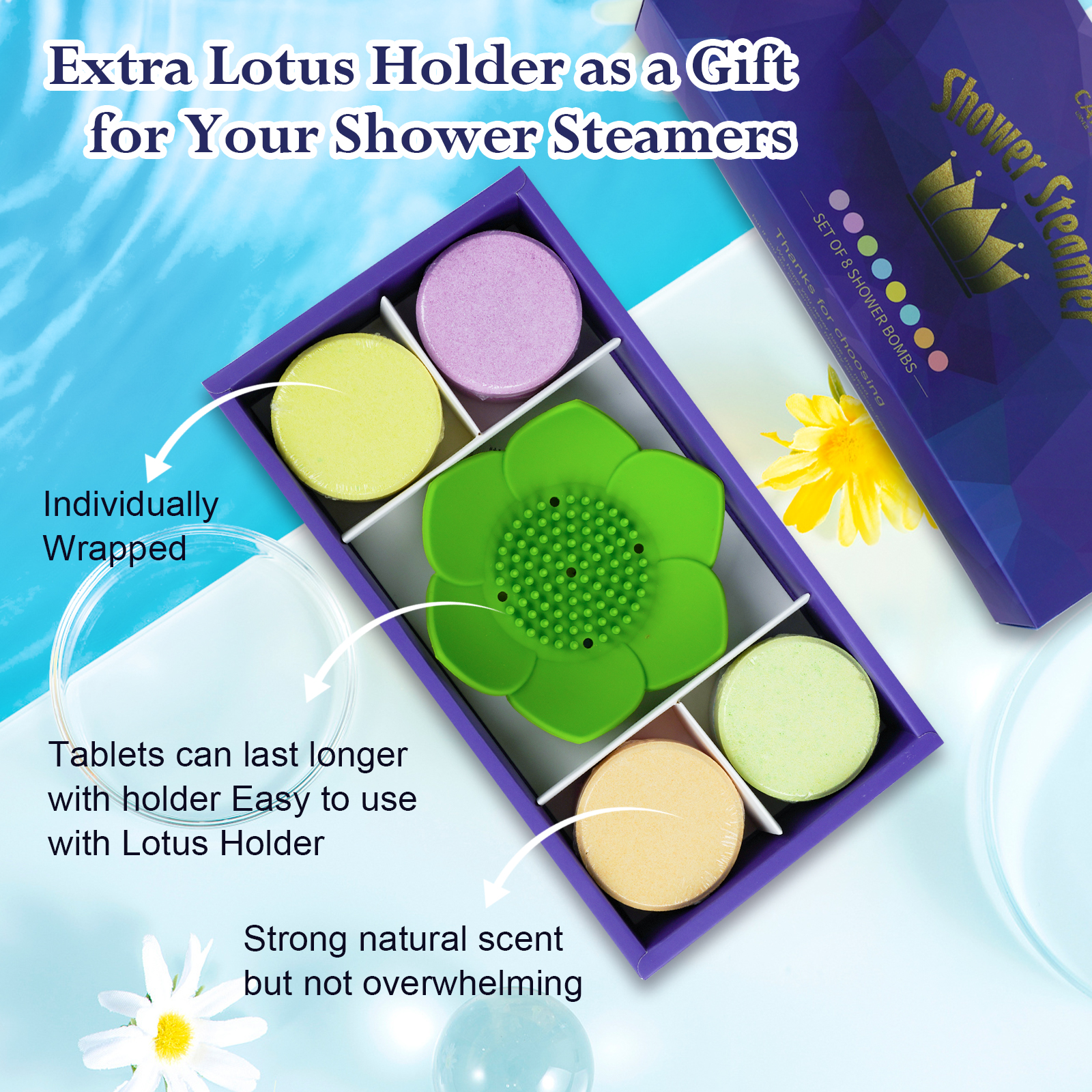 Lotus Shower Steamer Holders Silicone Soap Dish with Drain