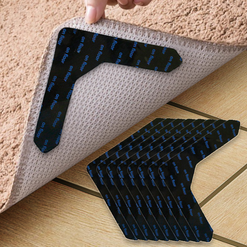 4-16pcs Carpet Mat Sticker Anti Slip Reversible Rug Stopper Carpet Tape  Reusable