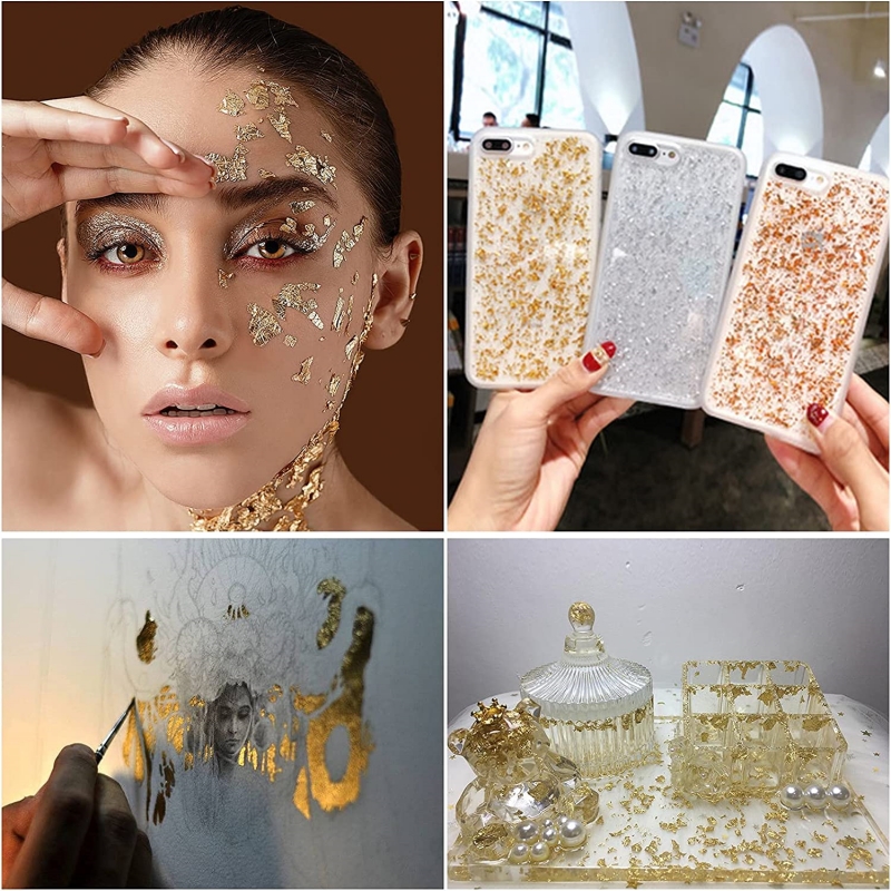 Forzero Gold Foil Flakes for Resin,Imitation Gold Foil Flakes Metallic Leaf for Nails, Painting, Crafts, Slime and Resin Jewelry Making, Size: 1pc