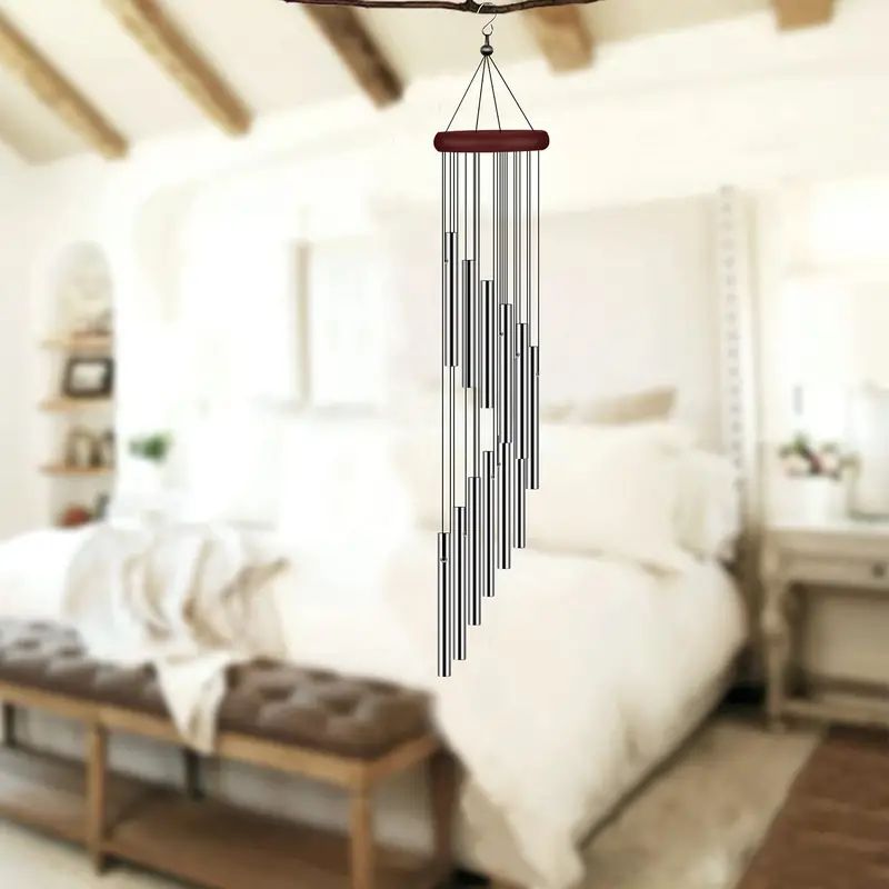 TEMU 1pc Wind Chimes For Outside, Sympathy Wind Chimes Outdoor With 12 Aluminum Alloy Tubes And Hook, Memorial Wind Chimes Outdoor