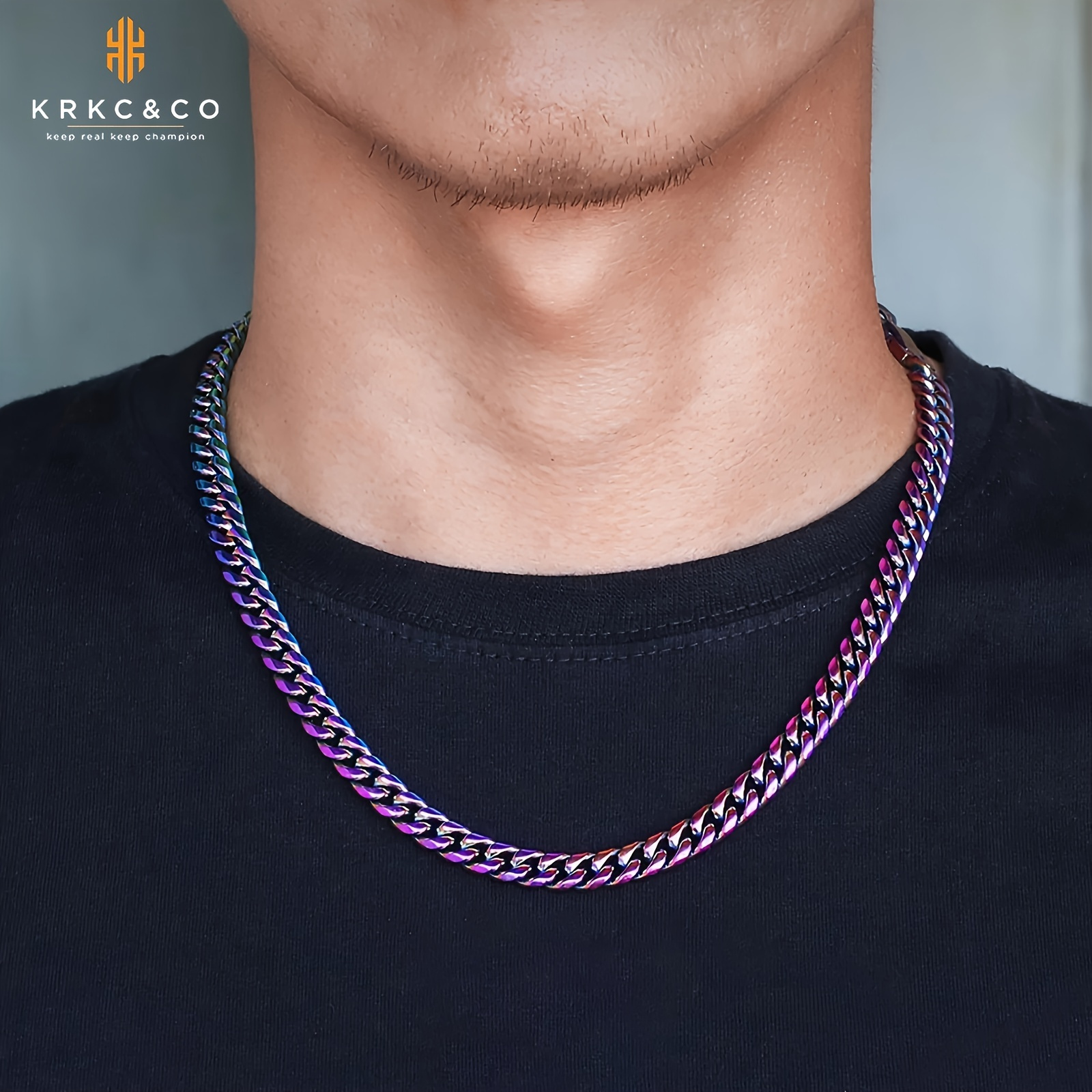 Colorful Cuban Link Chain Enamel Necklace Bracelet Set Hip Hop Jewelry For  Men And Women - Temu
