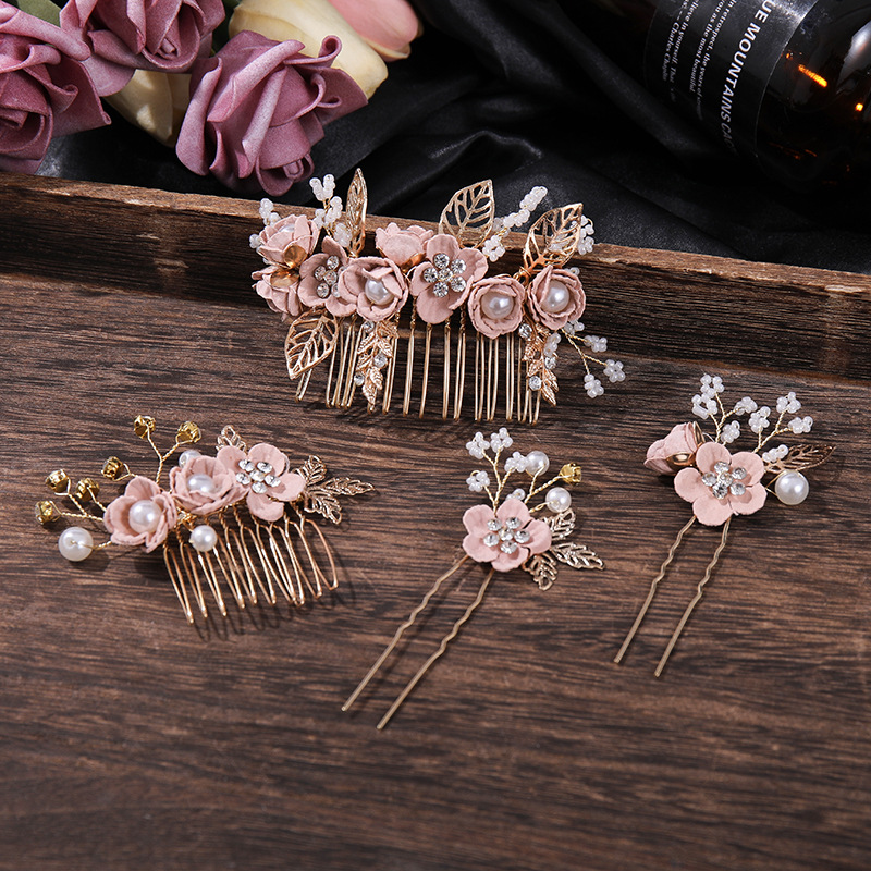 Original Handmade Hanfu Hair Comb Faux Pearl Flower Leaf - Temu