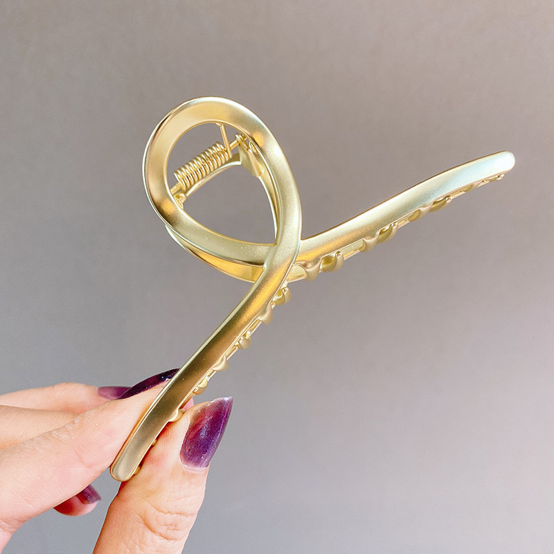 1pc Golden Silvery Metal Hair Claw Clip Oversize Non-slip Grip Hair Jaw Clip For Thick Hair Additions