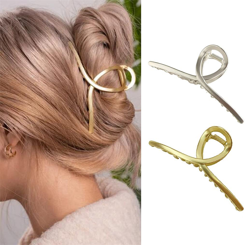 Pinzas metálicas plateadas para el cabello con forma de cinta, pinza de  pelo grande antideslizante, no se rompe, pinzas de sujeción fuerte,  accesorios