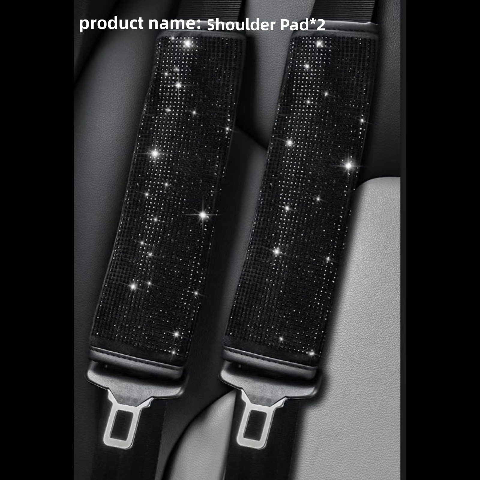 TEMU Car Seat Belt Cover With Rhinestone Inlay, -, Hot-stamped Rhinestone Shoulder Pad, Full- Interior Modification Decoration Accessory, Luggage