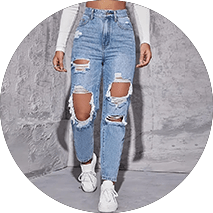 WDIRARA Women's Ripped High Waist Cut Out Skinny Curvy Jeans Denim Stretch  Pants