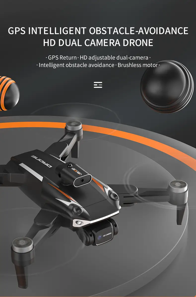 drone 4k pixels with 2 cameras 90 degree automatic adjustment camera low battery automatic return signal interruption automatic return gps follow waypoint flight one button details 0