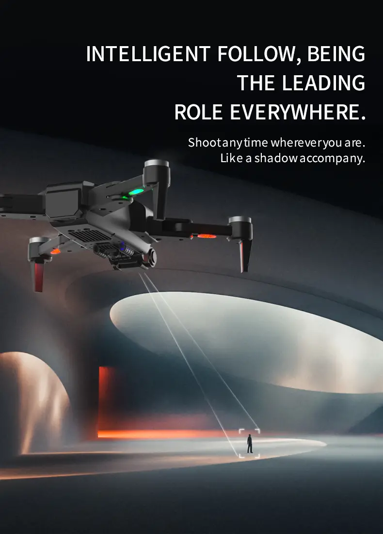 drone 4k pixels with 2 cameras 90 degree automatic adjustment camera low battery automatic return signal interruption automatic return gps follow waypoint flight one button details 9