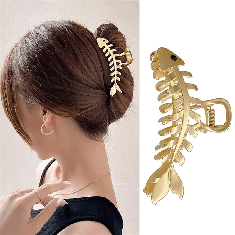 Non-Slip Fish Shaped Hair Claw Clips for Women and Girls - Big Metal  Fishbone Hair Jaw Clamps for Secure Hair Styling and Accessories