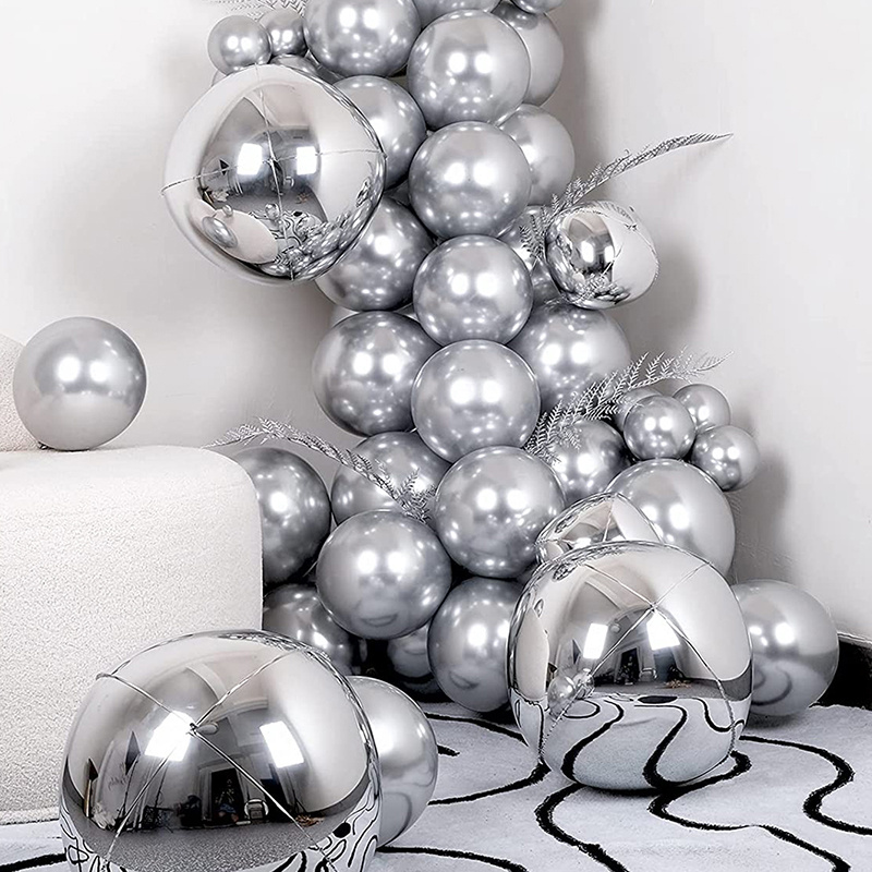 Black White Silver Balloon Garland Kit, 114Pcs Black and Silver Party  Decorations, 4 Size Black Silver White Party Balloons for Black and Silver